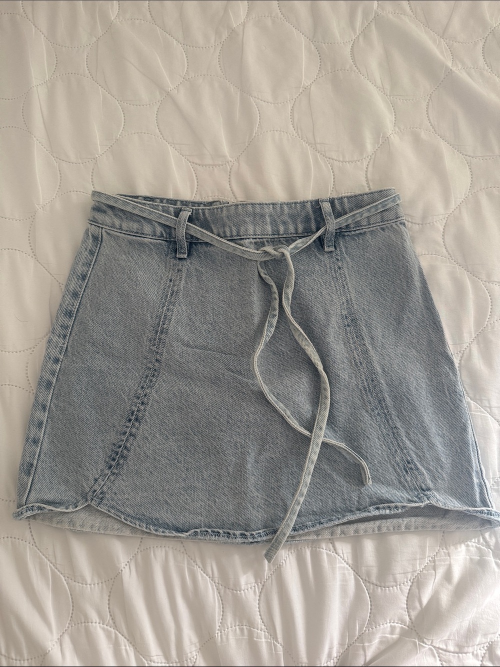 PacSun Light Blue Denim Mini Skirt with Waist Tie